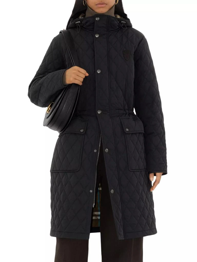 Burberry Quilted Hooded Zip-Up Coat 1