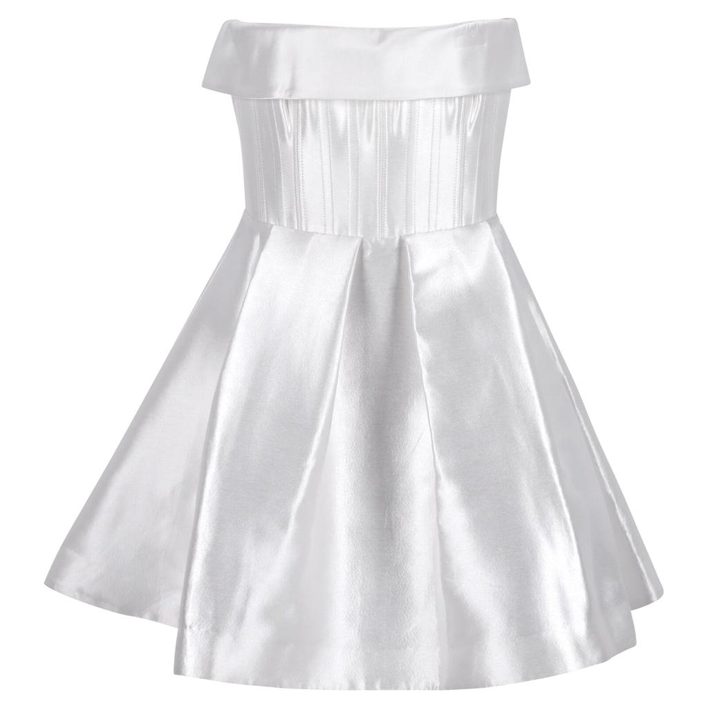 Alex Perry Elyse Strapless Mini Dress in White Silk