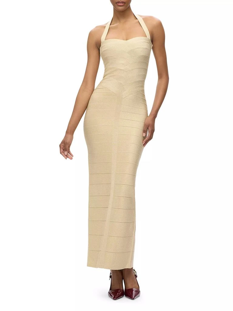 Herve Leger Iris Metallic Bandage Halter Gown 2