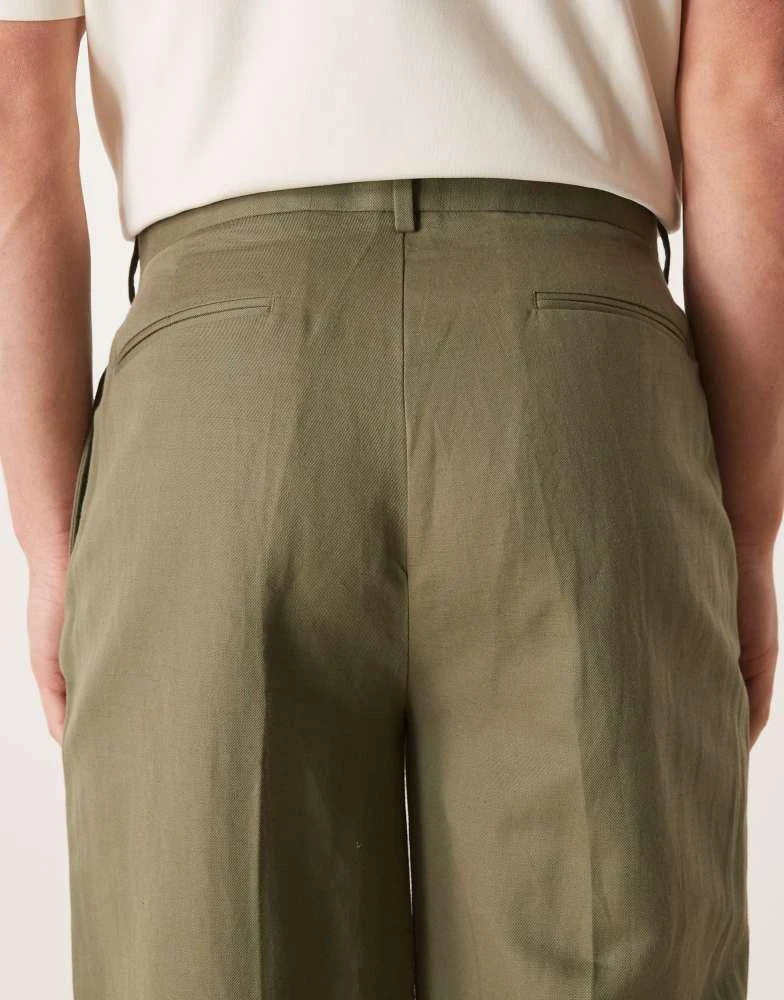 ASOS ASOS DESIGN smart linen rich oversized tapered trousers in olive green 5