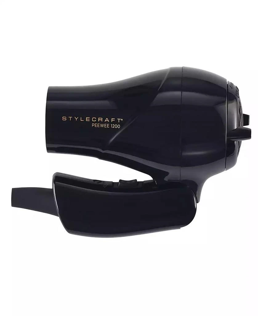 StyleCraft Professional Peewee 1200 Folding Handle Dual Voltage Compact Travel Hair Dryer with Nozzle, Diffuser, and Travel Bag 2