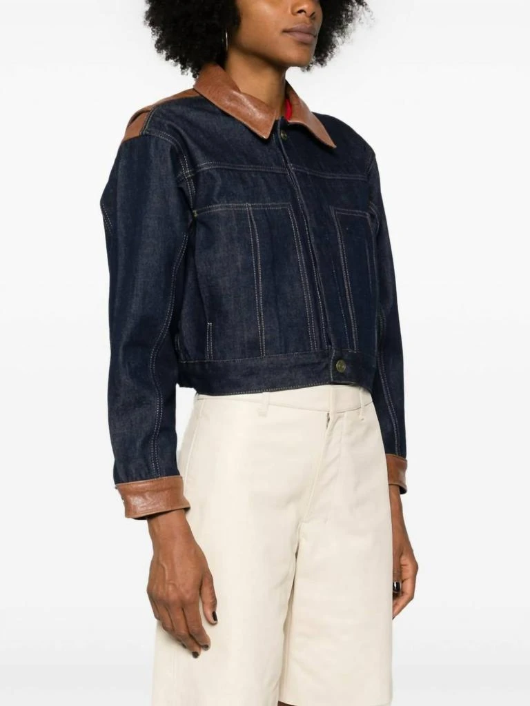 FRAME Atelier Denim Leather Bomber Jacker In Arlow 4
