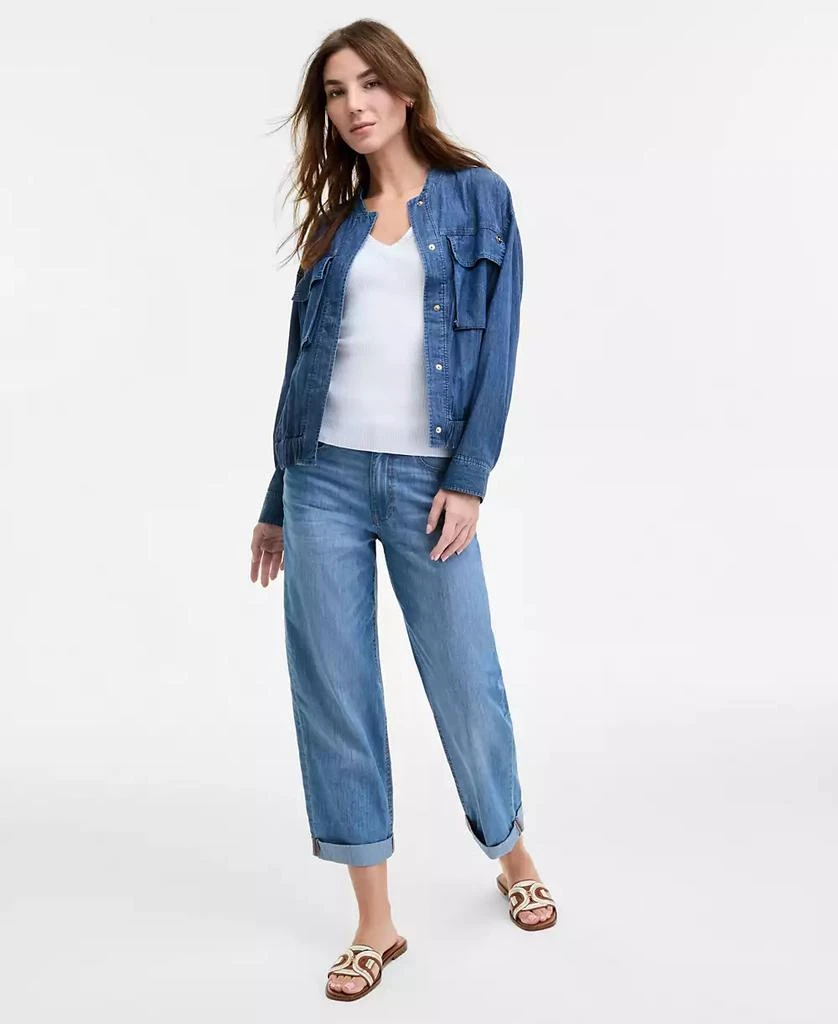 Tommy Hilfiger Women's Chambray Utility Bomber Jacket 2