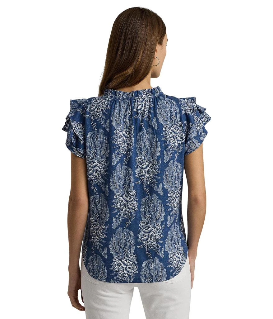 Ralph Lauren Floral Linen-Blend Jersey Tie-Neck Top 2