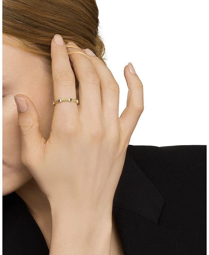 David Yurman 18K Yellow Gold Cable Sapphire Stack Band Ring 2