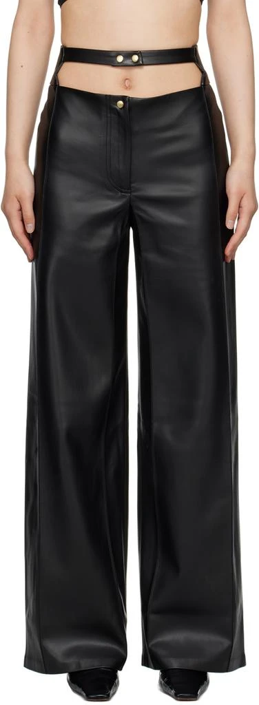 BEVZA Black High-Rise Faux-Leather Trousers 1