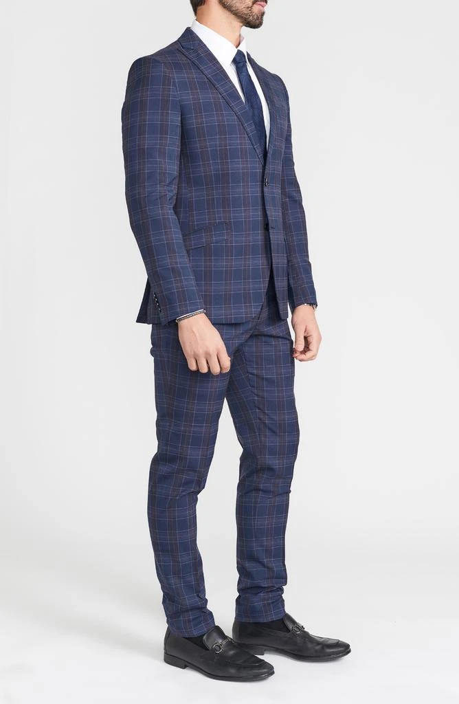 SAVILE ROW CO Navy Multi Plaid Peak Lapel Suit 8