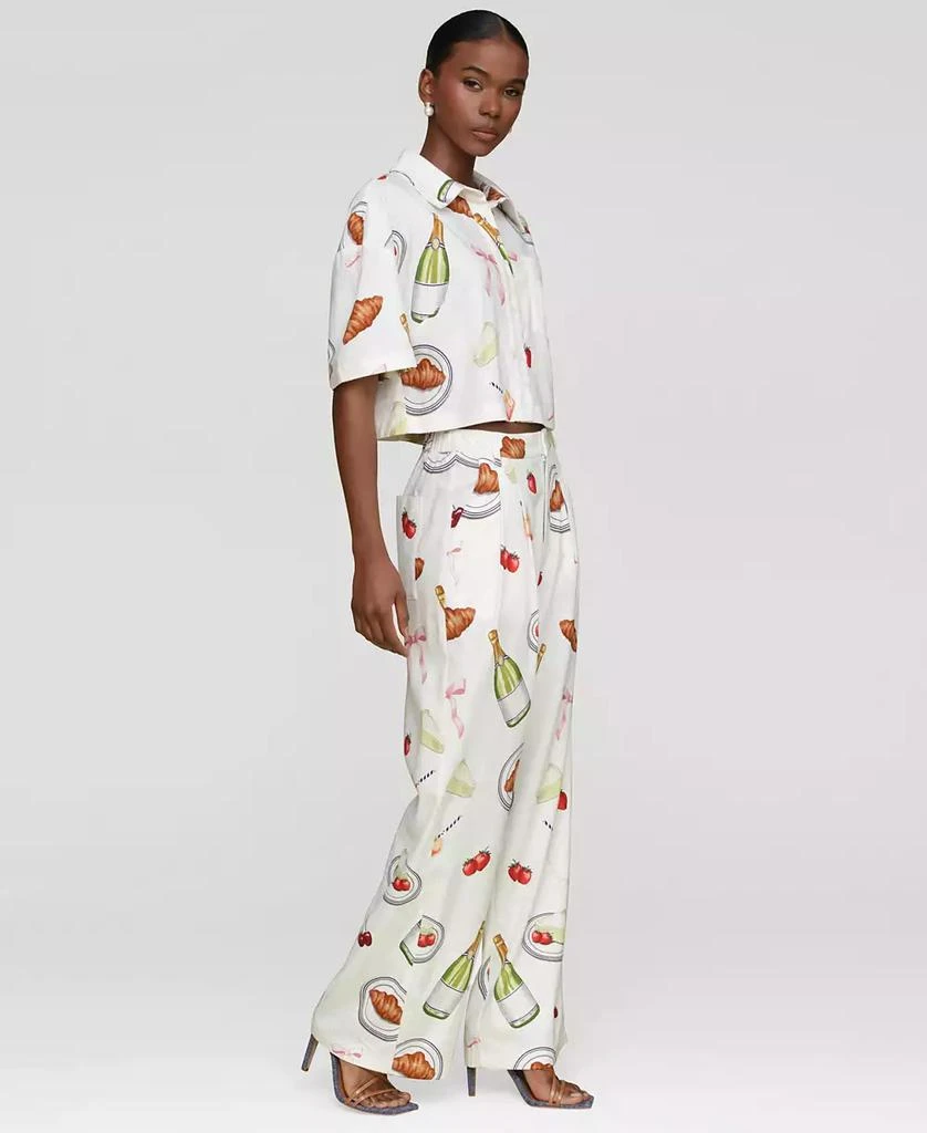 Avec Les Filles Women's Printed High-Rise Wide-Leg Pants 6