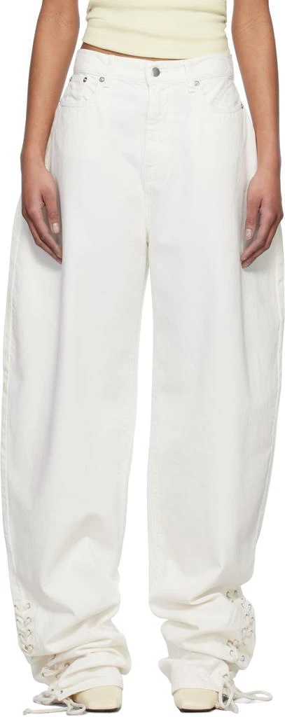 Mônot White Baggy Laced Up Jeans 1