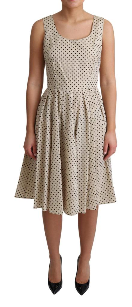 Dolce & Gabbana Dolce & Gabbana Beige Polka Dotted Cotton A-Line Dress