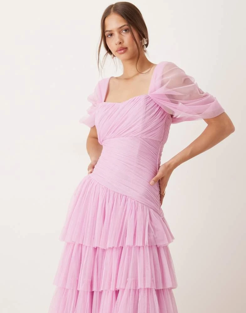 lace and beads pink tulle dress LaDivine CD0188 Embellished A Line Spaghetti Strap Short Prom Homecoming Dress main image 0