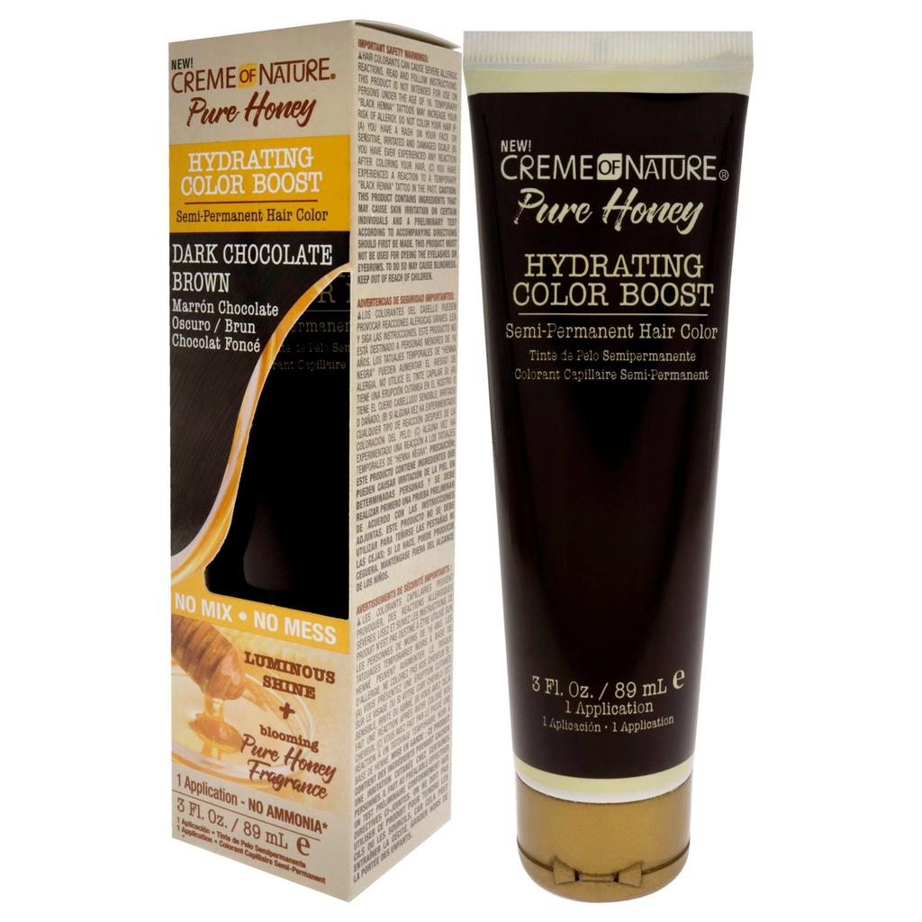 Creme of Nature Pure Honey Hydrating Color Boost Semi-Permanent Hair Color - Dark Chocolate Brown by Creme of Nature for Unisex - 3 oz Hair Color