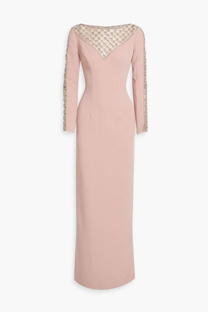 Jenny Packham Embellished tulle-paneled crepe gown 1