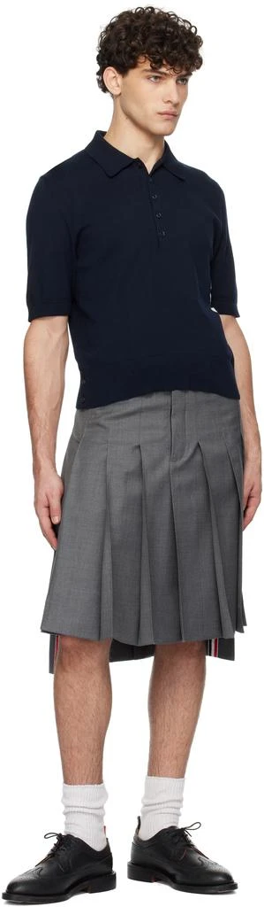 Thom Browne Navy Cotton 4-Bar Relaxed Fit Polo 4