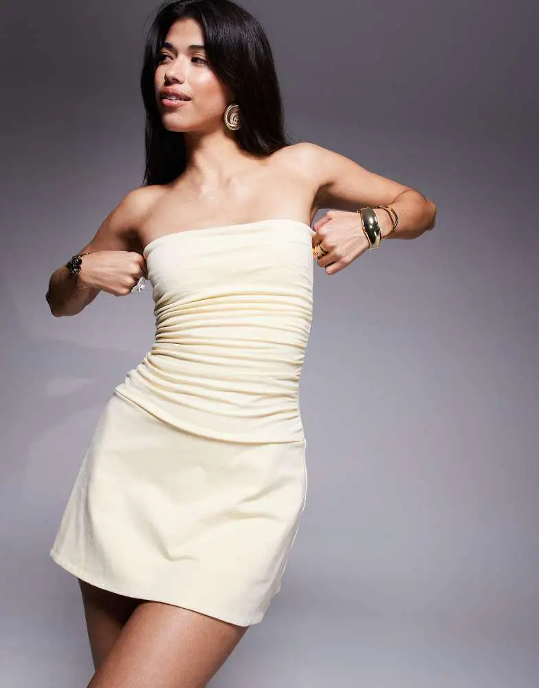 bandeau ruched mini dress Bandeau Underwired Ruched Detail Mini Dress In Black | EGO US