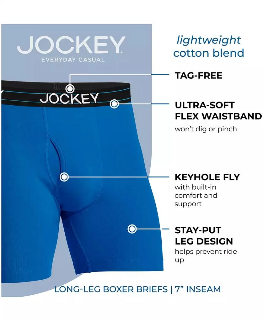 Jockey Men's Lightweight Cotton Blend 7" Long Leg Boxer Briefs, Pack of 4 5