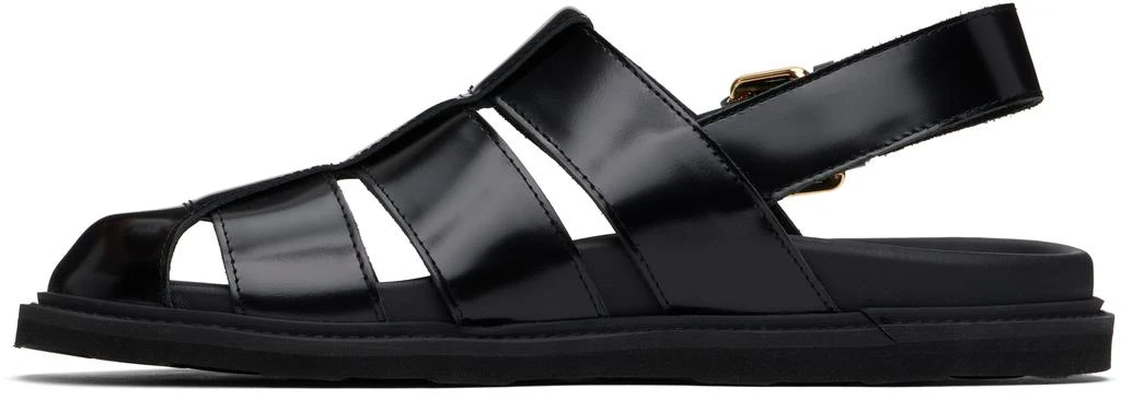 Moschino Black Brushed Calf Leather Sporty Sandals 3