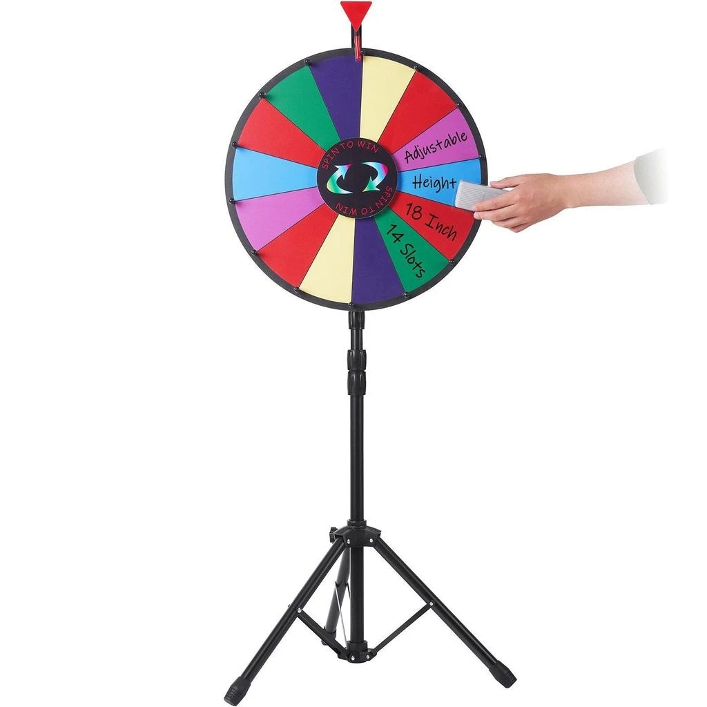 VVOR 18 inch Spinning Prize Wheel, 14 Slots Spinning Wheel with Height Adjustable Stand, Roulette Wheel with a Dry Erase, and a Storage Bag, Win Fortune Spin Games in Party Pub Trade Show Carnival