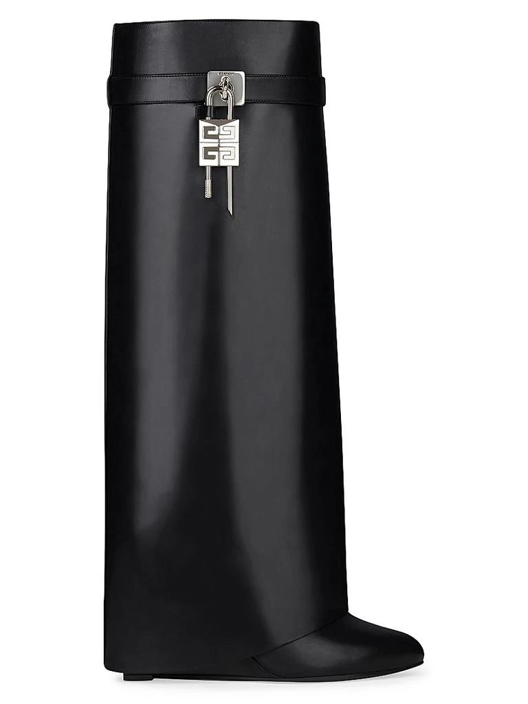 Givenchy Shark Lock Leather Boots with Wide Calf 1