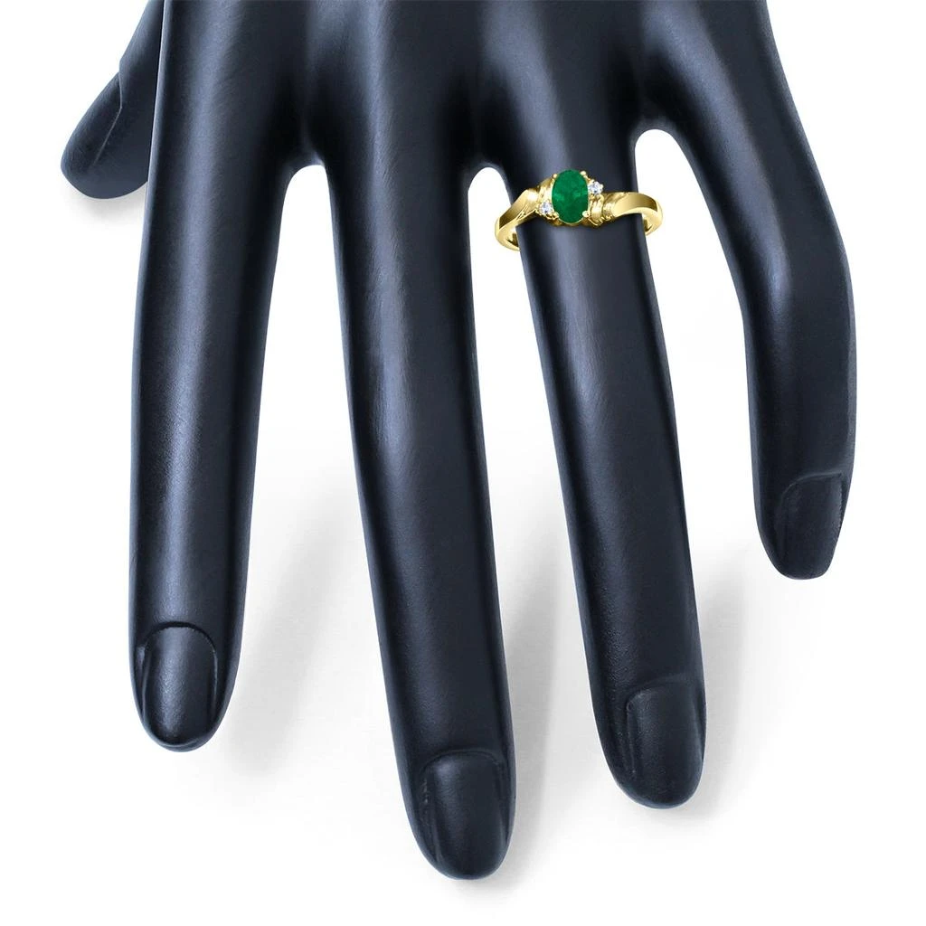 SSELECTS 6X4Mm Emerald And Diamond Wave Ring In 10K Yellow Gold 6
