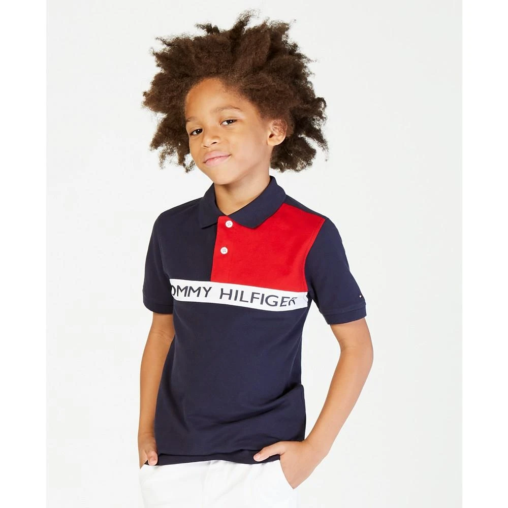 Tommy Hilfiger Big Boys Front Logo Colorblocked Polo