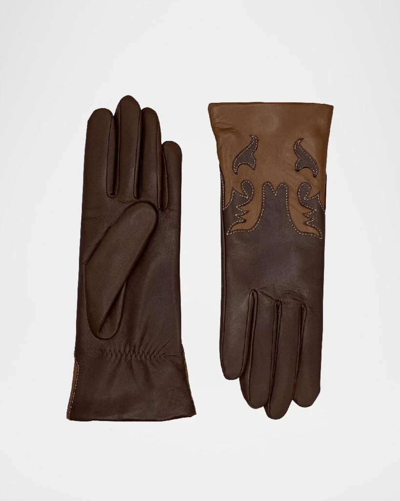 Agnelle Lambskin Patterned Gloves 1