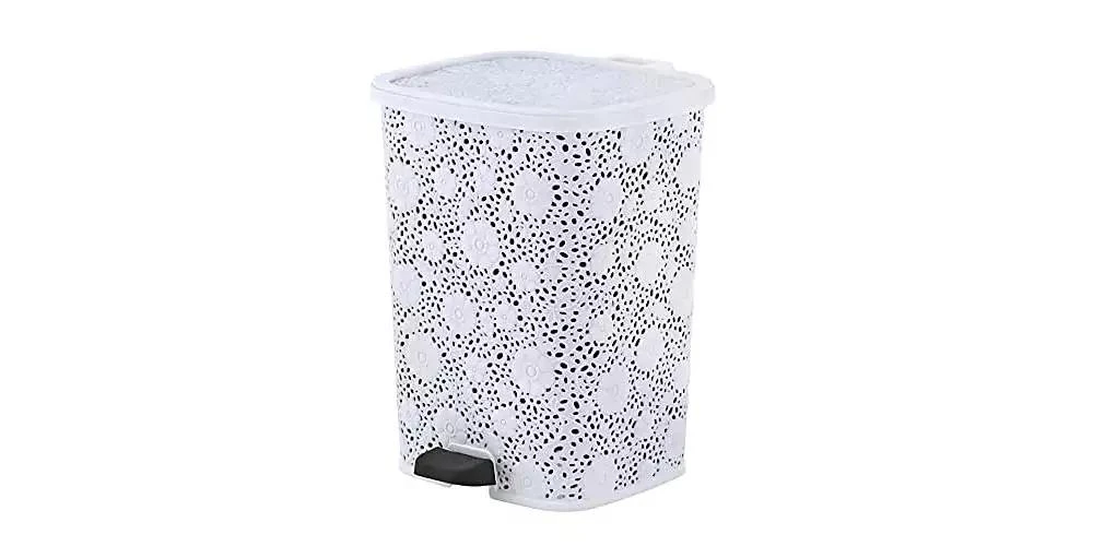 Superio Mini 1.5 Gallon Step On Trash Can with Lid Lace Design