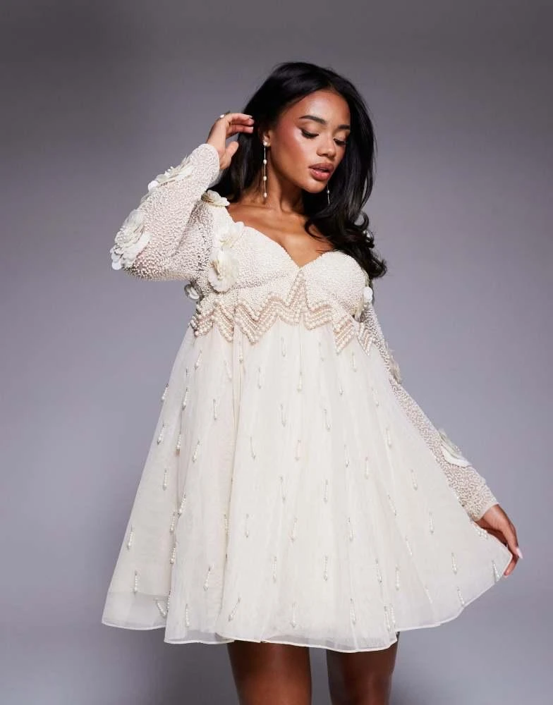 ASOS LUXE pearl embellished mini dress with corsage detail in gold  On  Sale Now with Up to 65% Off | Discover Exclusive Deals & Savings at  BeyondStyle  Authentic ASOS LUXE