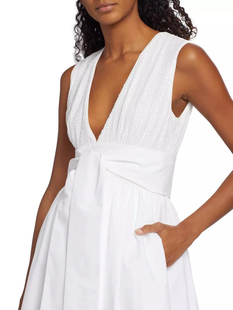 LDT Mixed Media V- Neck Midi-Dress 7
