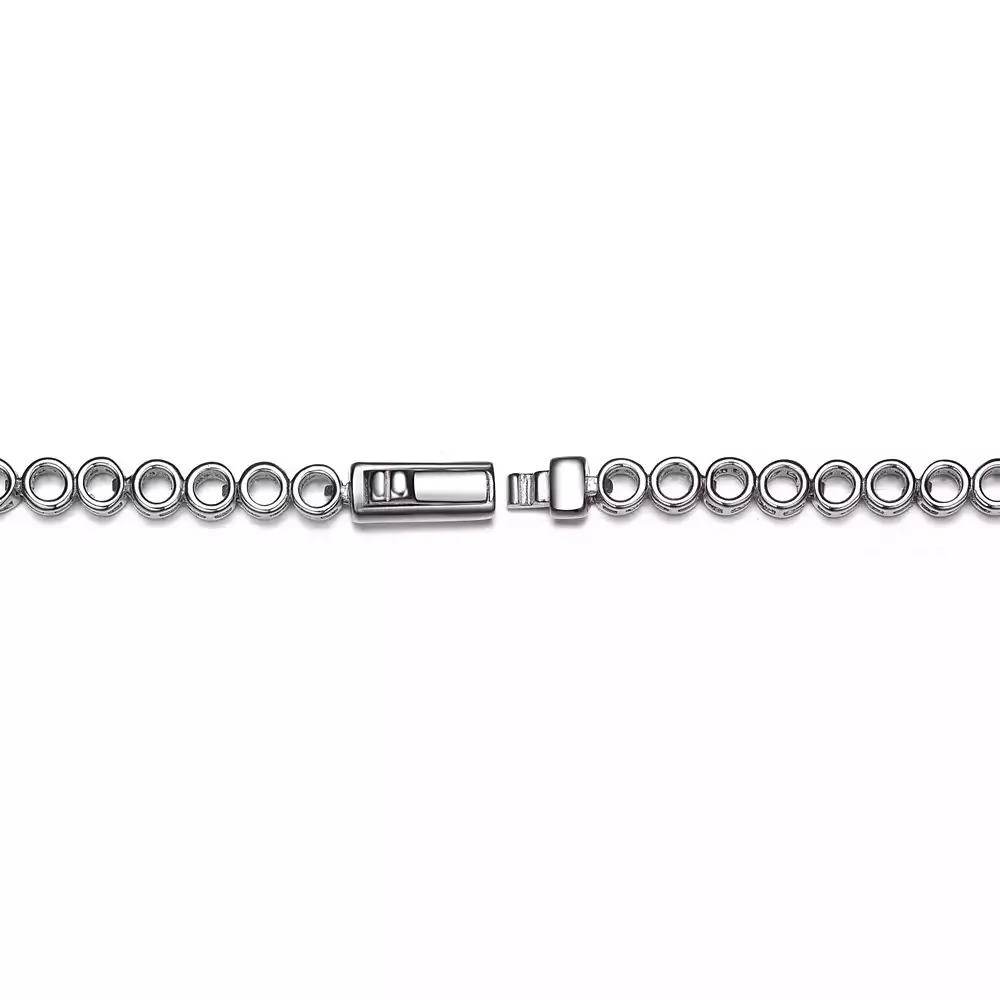 Genevive Sterling Silver with White Gold Plated Clear Round and Marquise Cubic Zirconia Cluster Flower-Inspired Tennis Bracelet 5