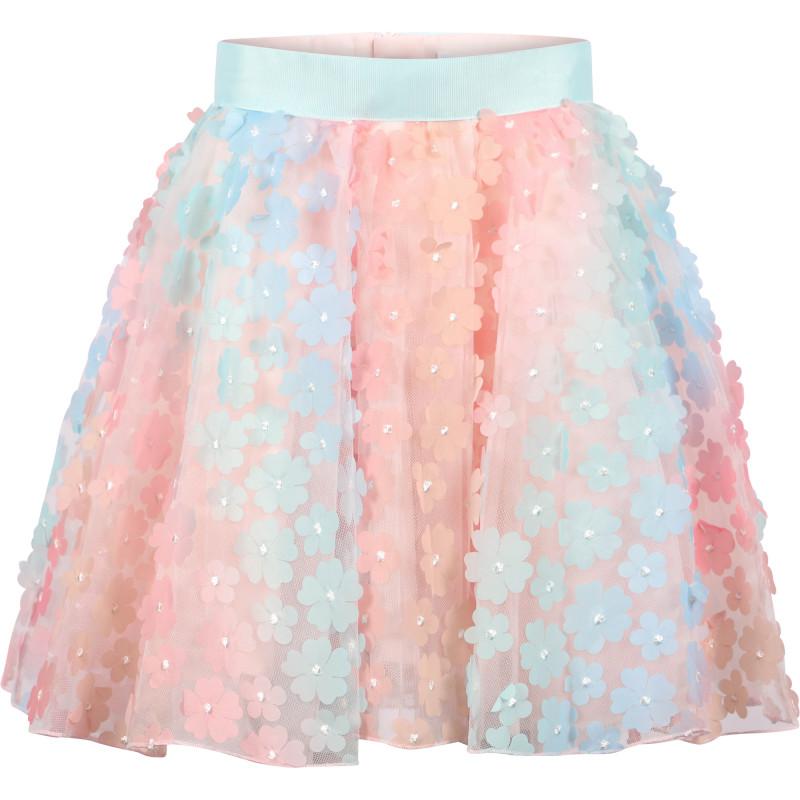 Charabia Flowers all over tulle skirt in pink and blue