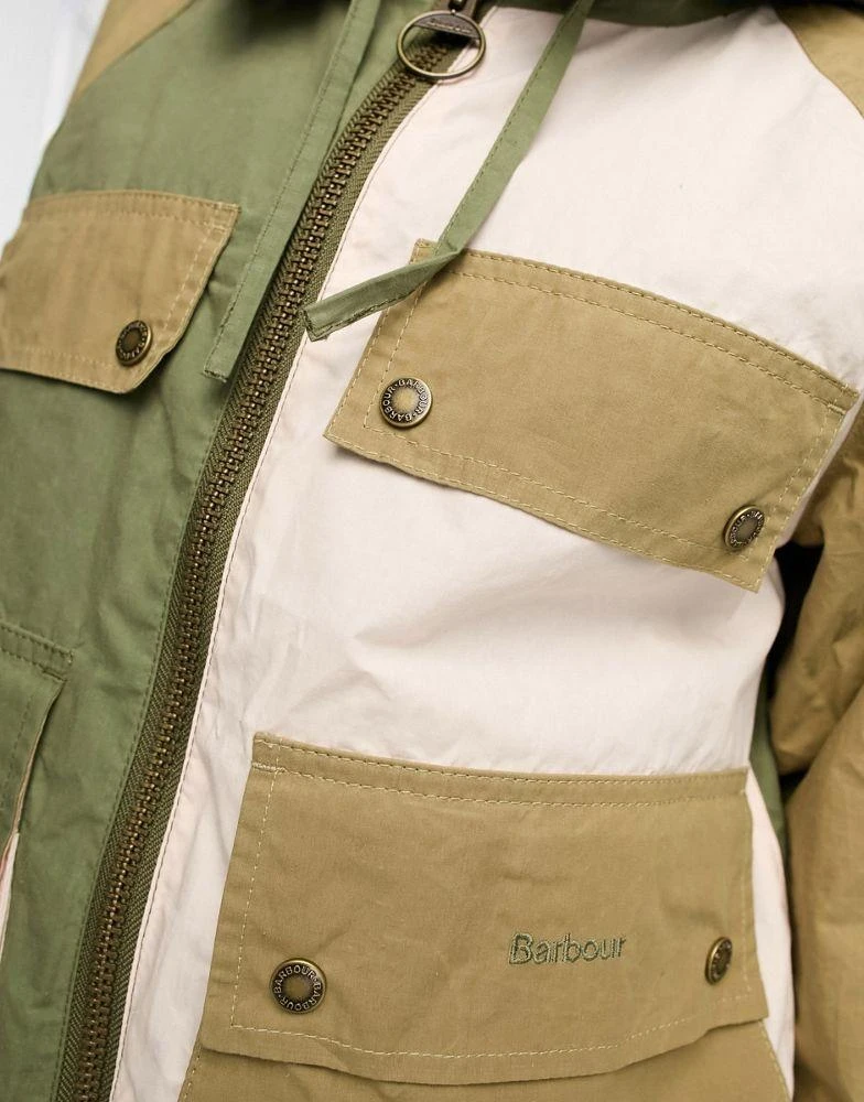 Barbour Barbour x ASOS lightweight showerproof utility wax jacket in colourblock 4