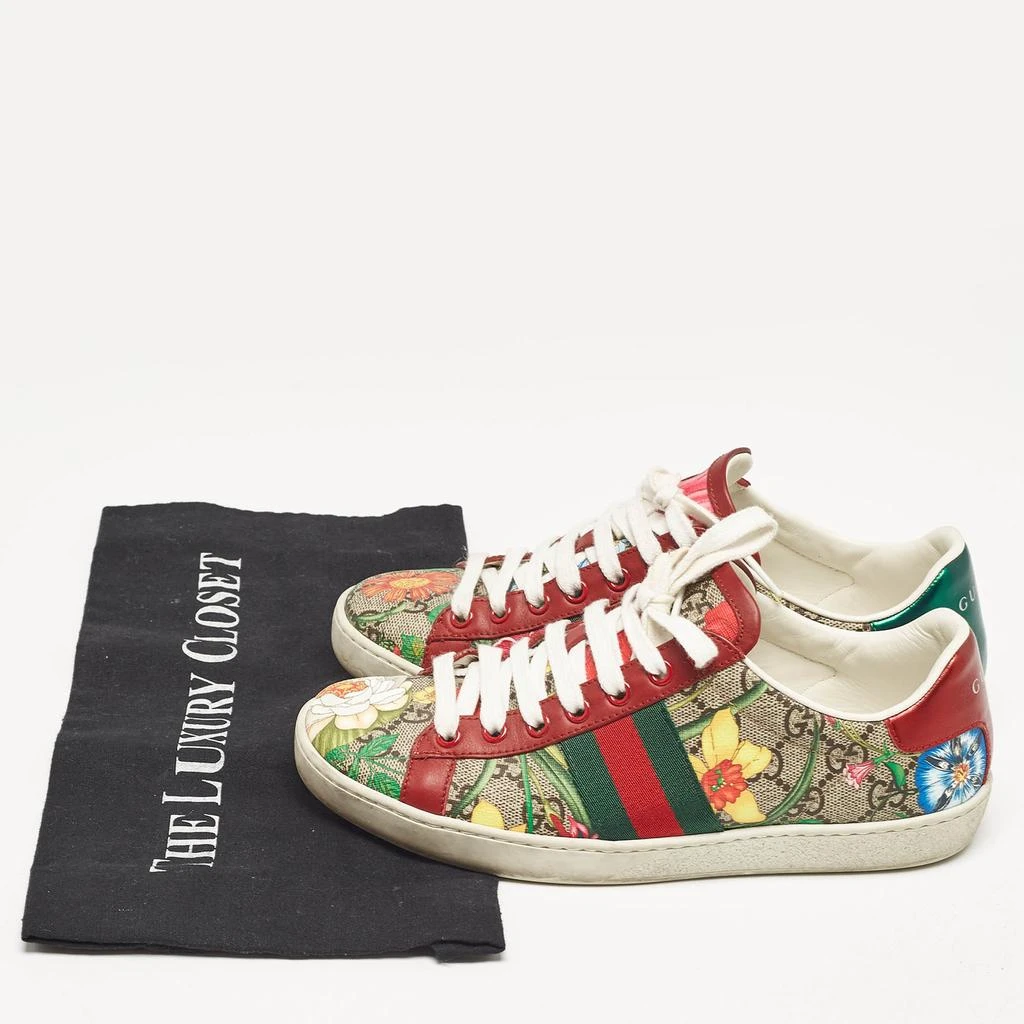 Gucci Gucci Beige/Brown GG Supreme Canvas Floral Print Ace Sneakers Size 35.5 9