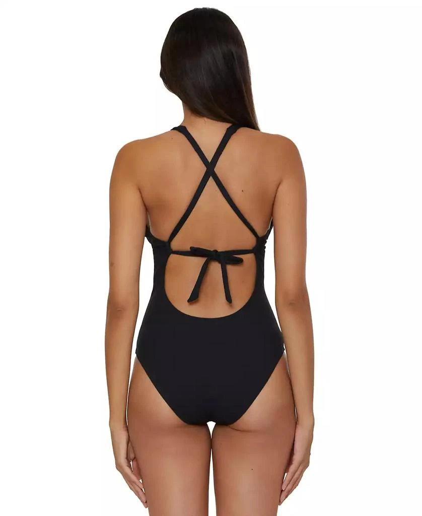Becca Women's Modern Edge Textured Plunging-Neck Swimsuit 4