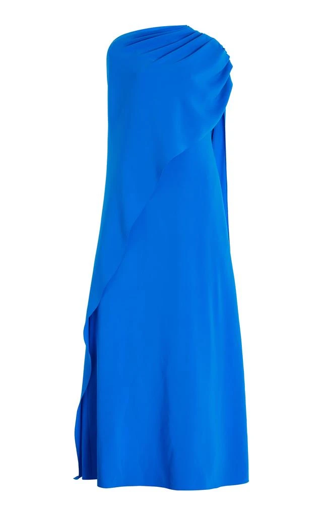 Oscar de la Renta Oscar de la Renta - Cape-Detailed Silk-Blend Gown - Blue - XS - Moda Operandi 1
