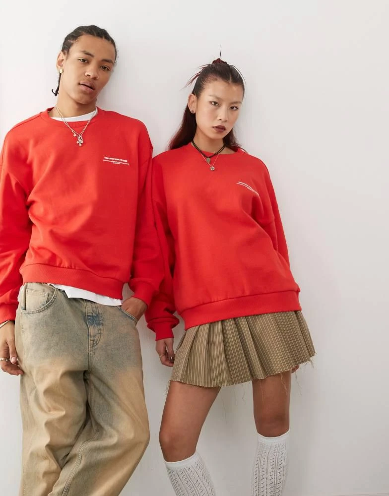 COLLUSION COLLUSION Unisex  graphic boxy sweat in red 4