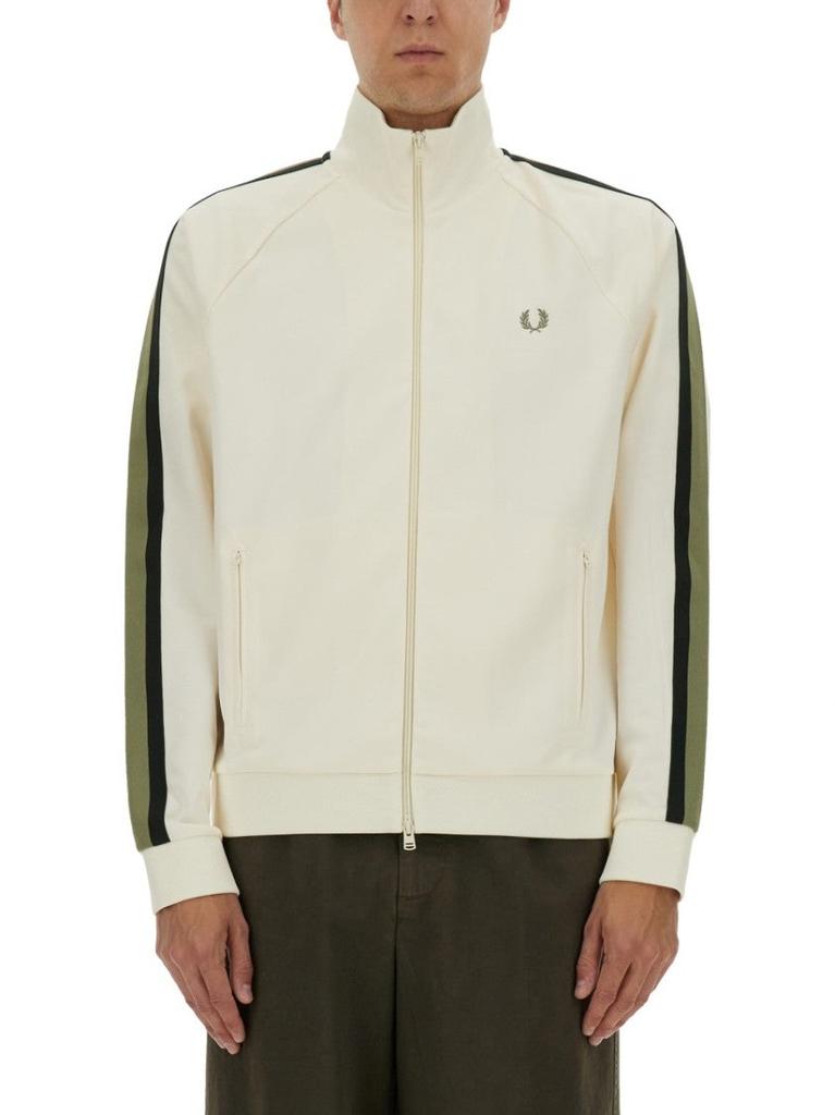 Shop Fred Perry patch pocket sports jacket in light beige on