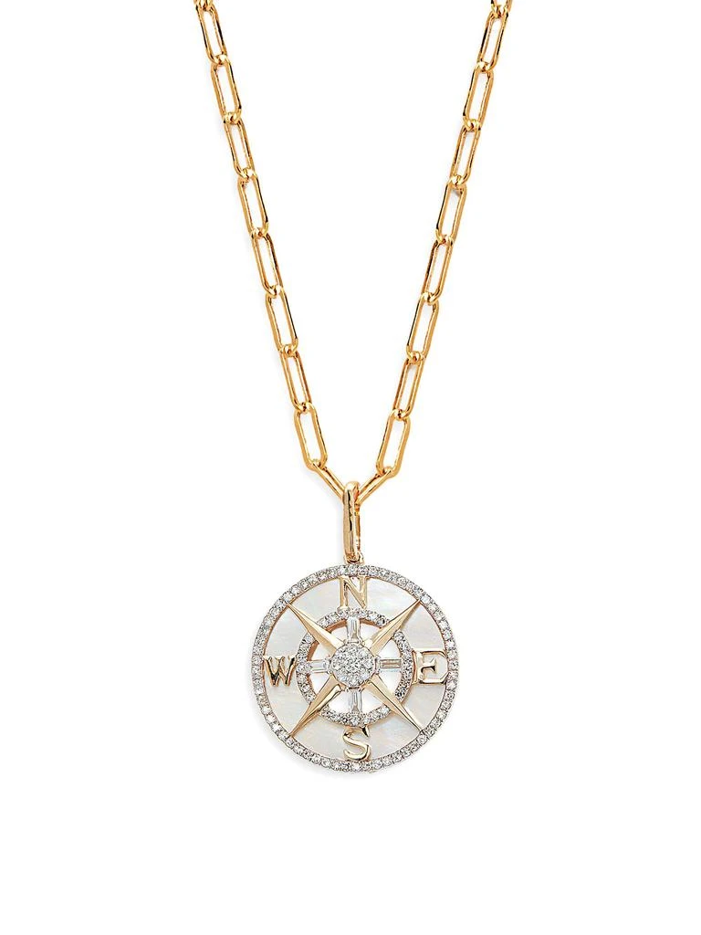 Effy 14K Yellow Gold, Mother Of Pearl 
0.40 TCW Pendant Necklace