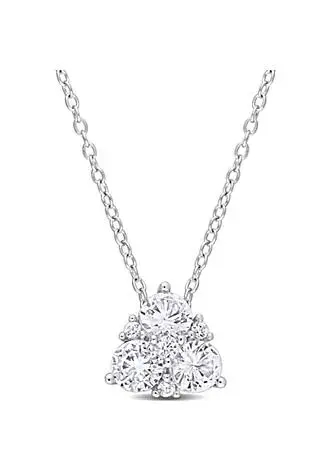 Belk & Co. Lab Created Created White Sapphire Pendant with Chain in Sterling Silver