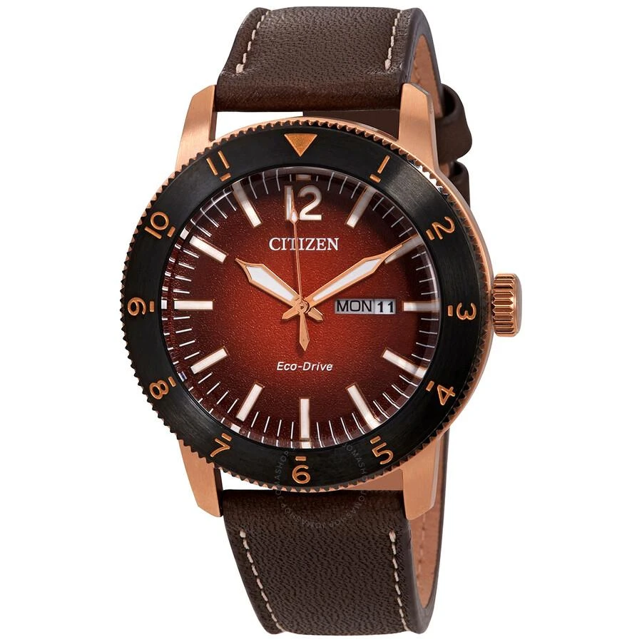 Citizen Orange Dial Brown Leather Men's Watch AW0079-13X 1