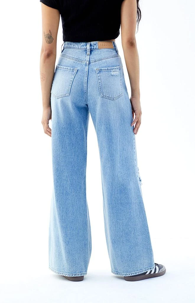 PacSun Nora Cropped Wide Leg Jeans Ripped Light Indigo Pants