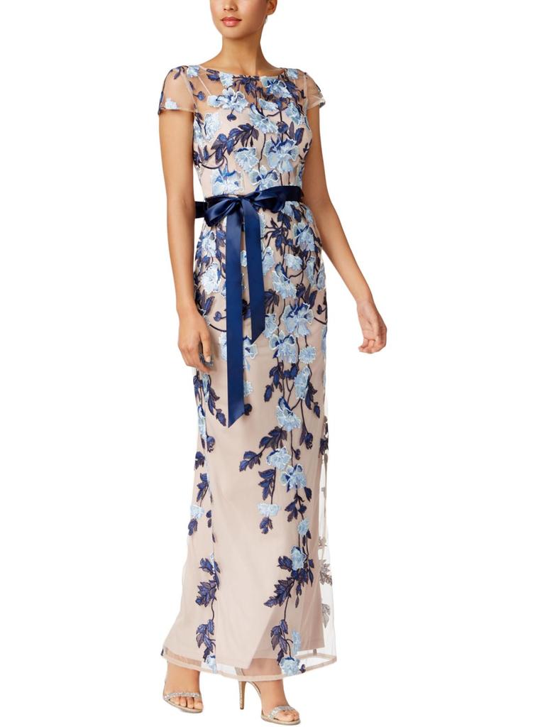 Adrianna Papell Womens Short Sleeves Full-Length Special Occasion Dress