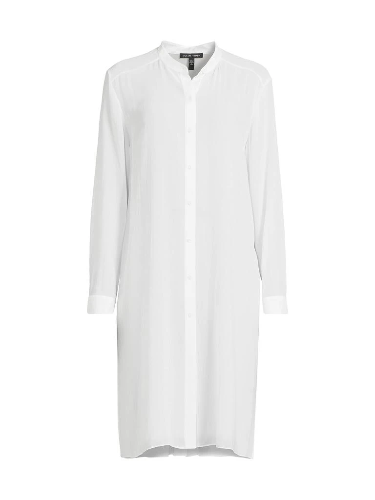 Eileen Fisher Silk Band-Collar Tunic Shirt 5