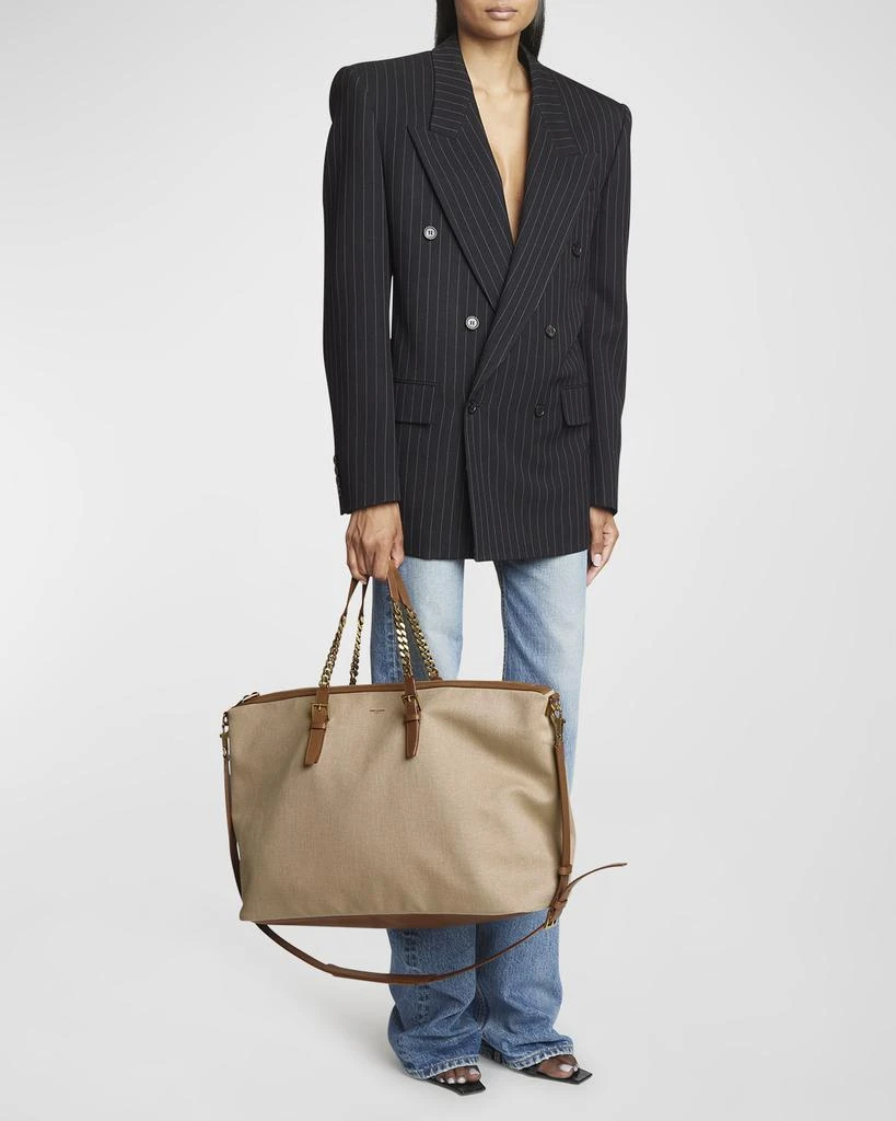 Yves Saint Laurent YSL Zip Leather & Canvas Duffel Bag 3