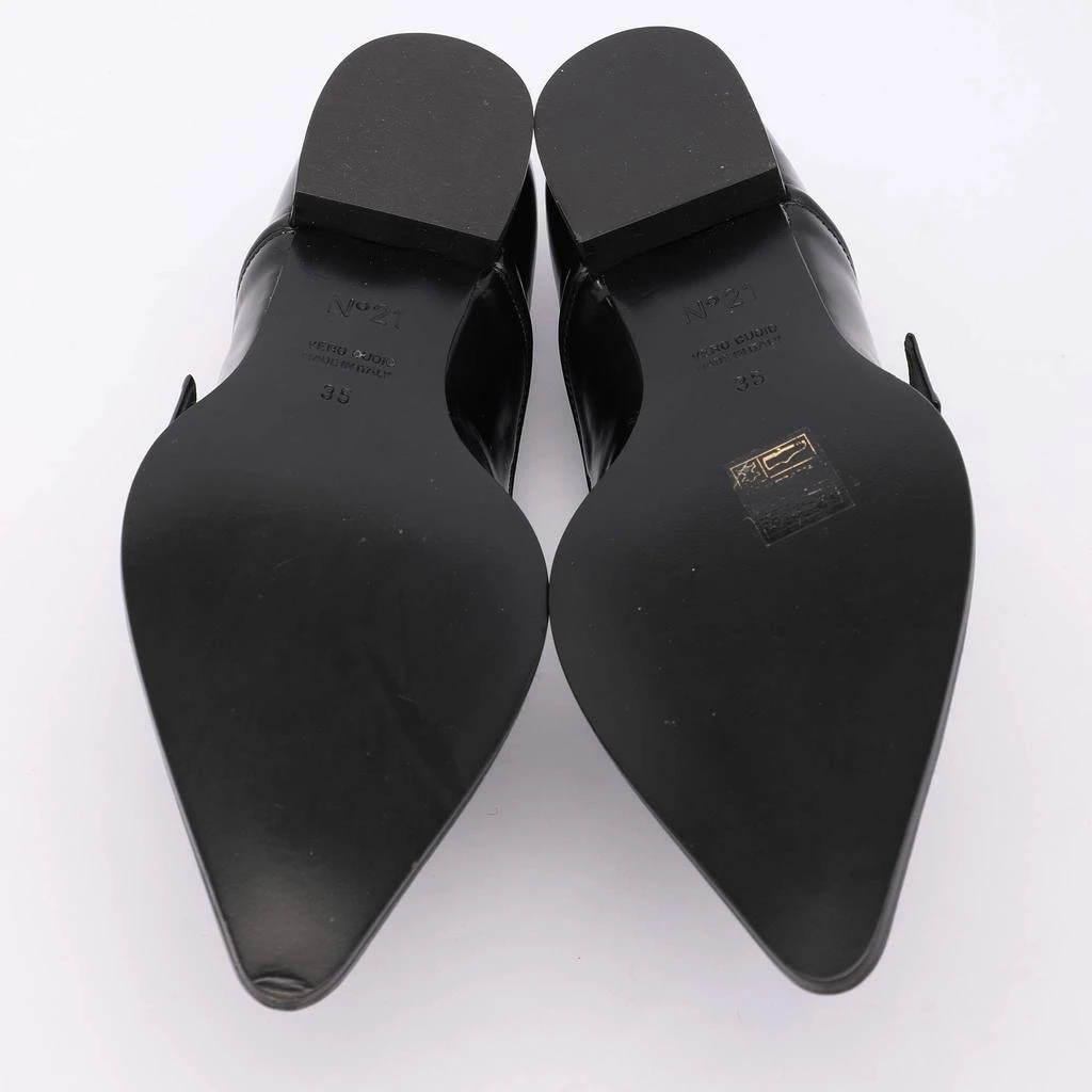 N°21 Nº21 Black Leather Crystal Embellished Buckle Slip On Loafers Size 35 6