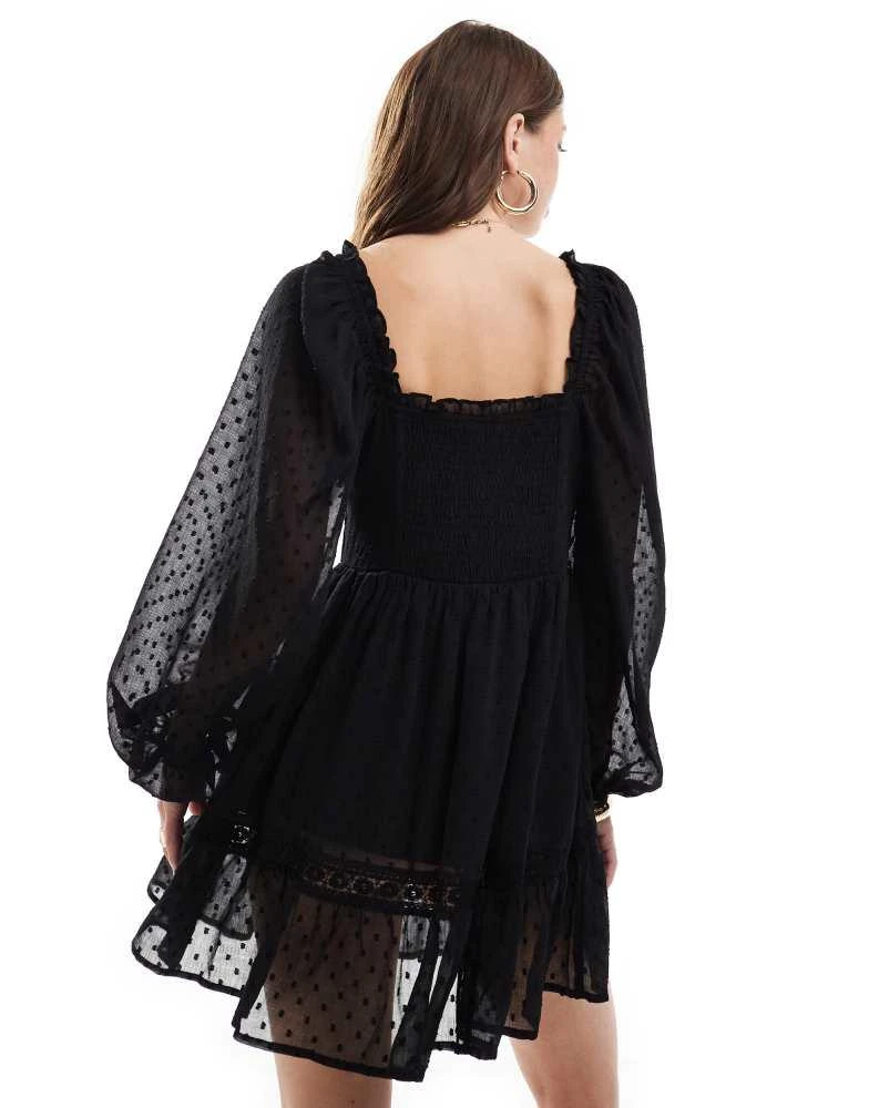 Miss Selfridge Miss Selfridge chiffon corset detail mini dress in black 3
