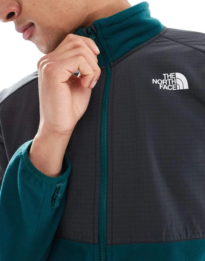 The North Face The North Face Glacier heavyweight full-zip fleece in green and grey 3