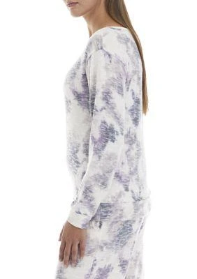 Love, Fire Printed Slub Hacci Long Sleeve V-Neck Sleep Shirt 3