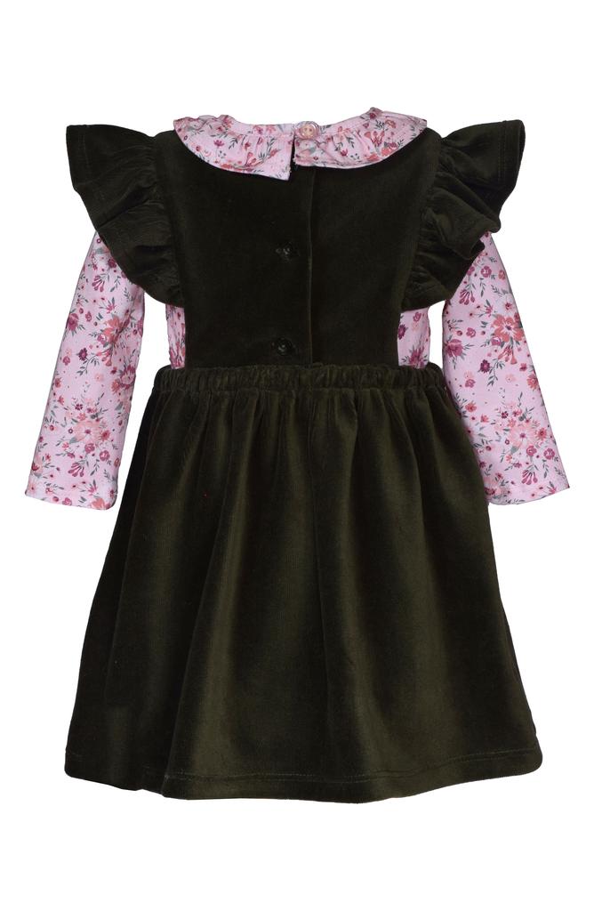 Iris & Ivy Floral Long Sleeve Bodysuit & Embroidered Corduroy Jumper Set