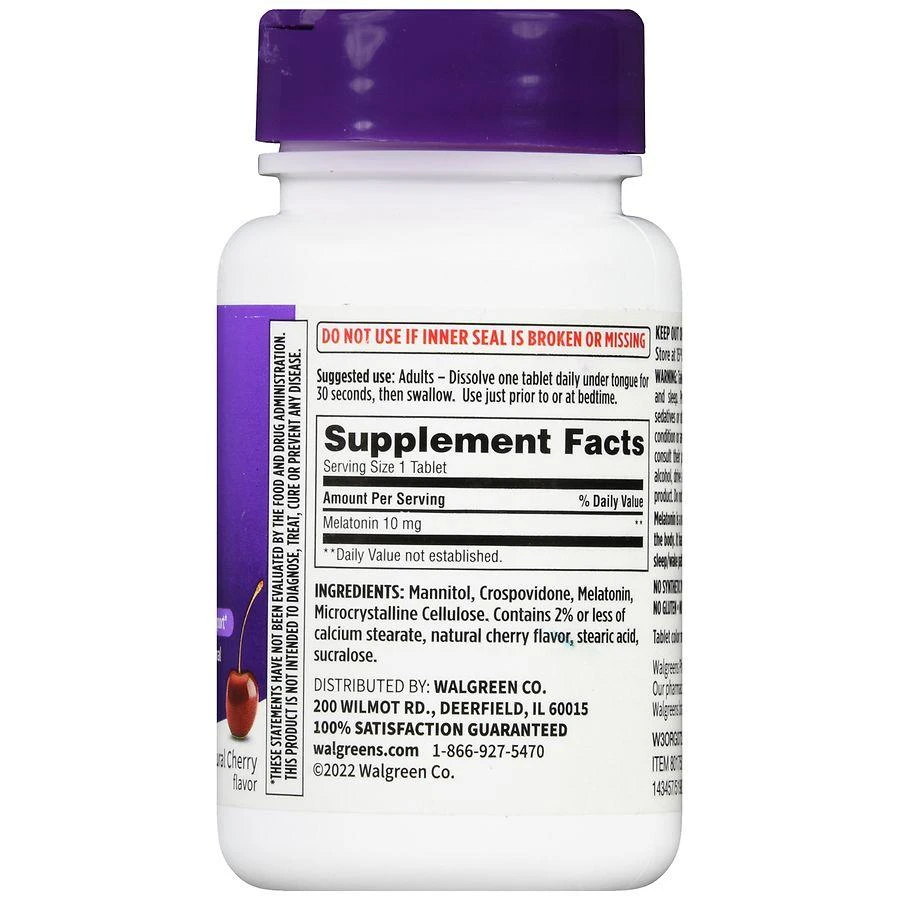 Walgreens Dye Free Melatonin 10 mg Quick-Dissolving Tablets (60 days) Natural Cherry 4